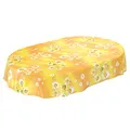 ANRO Wachstuchtischdecke Wachstuch Wachstischdecke Tischdecke Kamille Gelb Blumen Sonne Oval 220x140cm abwaschbar