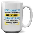 22Feels Tasse Grosse Schwester Geschenk Geburtstag Weihnachten Ältere Geschwister, Keramik, XL, Made In Germany, Spülmaschinenfest weiß