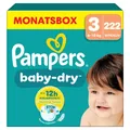 Pampers Windeln - Baby Dry Gr.3 Midi 6kg-10kg - Monatsbox - 222St.