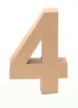 Glorex 6 2029 134 - Papp - Zahl 4, aus brauner Pappe, ca. 17,5 X 5,5 cm groß, zum bemalen und bekleben, für Serviettentechnik und Décopatch, ideal als Dekoration