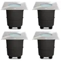 SSC-LUXon 4x MADON Bodeneinbauleuchte IP67 quadratisch GU10 Fassung - Bodenlampe befahrbar durchschleifbar (ohne Leuchtmittel)