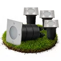 4 Stück Bodeneinbaustrahler MADON quadratisch Silber gebürstet IP67 für GU10