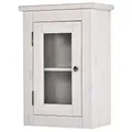 Lomadox Landhaus Badezimmer Wandschrank Hängeschrank mit Drehtür und Einlegeboden Massivholz Kiefer weiß B/H/T: 45/65/25cm