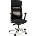 hjh OFFICE Profi Bürostuhl ASGON Ergonomischer Schreibtischstuhl mit Armlehnen Stoff / Netzstoff Schwarz Drehstuhl für Büro, Zuhause - Schwarz