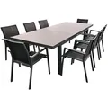 9-tlg. Alu Gartenmöbel Set anthrazit Tisch ausziehbar 180-240 cm mit 8 stapelbaren Stühlen - Grau