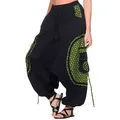 KUNST UND MAGIE Haremshose Kunst&Magie Haremshose bunte Muster Hippie Hose Blume des Lebens schwarz S/M