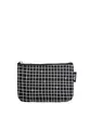 Kleine Kosmetiktasche aus Bio-Baumwolle – Kulturbeutel & Kosmetikbeutel, Make-Up Etui & Federtasche für Damen, Herren & Kinder, kompakt, vegan, mit Muster (Schwarz/Grid Print)