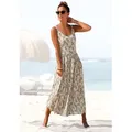 Midikleid VIVANCE, Damen, Gr. 34, N-Gr, beige (beige, bedruckt), Jersey, Obermaterial: 100% Viskose, geblümt, modisch, figurumspielend ca. Mitte Wade, tiefer Rundhals, ohne Ärmel, Kleider, mit Blümchenprint, luftiges Sommerkleid, Strandkleid, Topseller