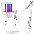 MAONO Gaming Mikrofon, USB Microphone mit RGB-Licht, Geräuschunterdrückung, Stummschaltung, Gain, Galgenarm, Pop-Filter für MAC PS4 PS5, DGM20S