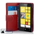 Cadorabo Handy Hülle für Nokia Lumia 520 Hülle in CHILI ROT , Schutzhülle Tasche case cover mit Kartenfach im glatten Design