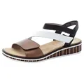 Rieker Riemchensandale, Sommerschuh, Sandalette, Keilabsatz, im modernen Look braun|schwarz 40 EU