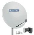 Schwaiger SAT Anlage Aluminium 80cm Set Quad LNB ASTRA HD tauglich hellgrau