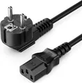 deleyCON 7,5m Kaltgerätekabel Netzkabel Stromkabel Schutzkontakt Stecker Typ F (CEE 7/7) 90° Gewinkelt auf Kaltgerätekupplung C13 Buchse PC Computer Monitor Drucker Beamer - Schwarz