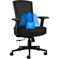 Bürostuhl Ergonomisch 200KG Schreibtischstuhl, Hoher Rücken Ergonomischer Stuhl Drehstuhl hat 2D Verstellbare Lordosenstütze, 105°Schaukeln Com... - Schwarz