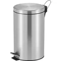 Runder Tretabfallsammler mit herausnehmbaren Kunststoff-Inneneimer | 12 Liter, HxBxT 40x29,5x25,5cm | Matt Silber - Silber