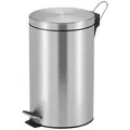 PROREGAL® Mülleimer Runder Tretabfallsammler, Kunststoff-Inneneimer, 3L, Weiß silberfarben 12 l | Ø 24,80 cm x 29,5 cm x 40 cm x 25,5 cm