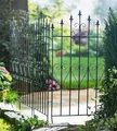 Metall Dekozaun Lilie 53x111 cm schwarz Vintage Gartenzaun Metallzaun Steckzaun
