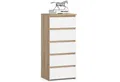 Home Collective Kommode 40 cm breit Holz Highboard Sideboard für Flur Schlafzimmer Wohnzimmer (Mehrzweckschrank Schrank schmal Kommode Schlafzimmer mit Schubladen), Kinderzimmer Organizer, 92 cm hoch mit 5 Schubladen sonoma Eiche-weiß