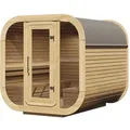 Wolff Finnhaus Design Saunahaus Luago 2x2 Art 1 naturbelassen Typ 3 mit Vollglasfront Komplett montiert