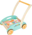 Lauflernwagen Pastell, Lauflernhilfe mit 34 Holzbausteinen
