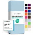 Jacobson Spannbettlaken aus 100% Baumwolle, Jersey Bettlaken 160 g/m2, Spannbetttuch mit Gummizug, OEKO-TEX®, pflegeleicht, viele Farben blau 140 - 160 cm x 200 cm