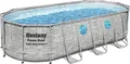 Bestway® Power Steel™ Swim Vista Series™ Frame Pool Komplett-Set mit Filterpumpe 549 x 274 x 122 cm, Steinwand-Optik (Cremegrau), oval