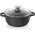 ORION Aluguss Kochtopf Topf mit Glasdeckel GRANIT 20 cm | 2,3 l Gas Induktion