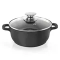 ORION Aluguss Kochtopf Topf mit Glasdeckel GRANIT 20 cm | 2,3 l Gas Induktion