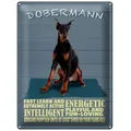 Femer GmbH Metallschild Spruch 30x40cm Dobermann Hund fast learn and, (1 St), gewölbte Oberfläche, abgerundete Ecken, umgeschlagene Kanten