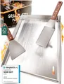 Grillplatte/Plancha aus massivem V2A Edelstahl, inkl. 2 Grillspachteln