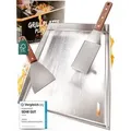 Grillplatte Plancha massiver V2A Edelstahl 2x Grillspachteln FSC