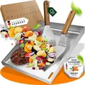 LIKAYA® Grillplatte 30x40cm massiver V2A Edelstahl 2x Grillspachteln