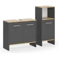 Badezimmermöbel-set Karli, Anthrazit/goldkraft Eiche, 2 Teile, Vicco