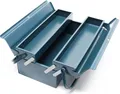 Wiltec Werkzeugkiste 420x200x160mm aus Stahl mit 3 Fächern, beständiger Werkzeugkasten mit Handgriff, Werkzeugbox