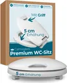 Calmwaters WC-Sitz erhöht, + 5 cm Erhöhung, stabiler Griff, Absenkautomatik, EU, antibakteriell, universal, oval, Duroplast, Toilettensitz