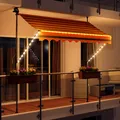 LED - Markise mit Kurbel 350cm Breit Klemmmarkise Balkonmarkise Sonnenschutz Terrasse Balkon - 350x150cm - schwarz/orange - horizontal
