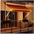 Swing&Harmonie Klemmmarkise LED - Balkonmarkise mit Kurbel Sonnenschutz Markise Terrasse Balkon 200/250/300/350 cm orange|schwarz 350 cm