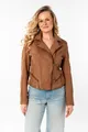 Lederjacke "MWAmita OT", mit asymmetrischem Reißverschluss, Gr. M, cognac