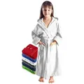 Arus Kinderbademantel für Jungen und Mädchen, mit Kapuze, in vielen Farben erhältlich, 100% Baumwolle, Kapuze, Gürtel, mit zwei Taschen, farbenfroh weiß 164