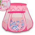 Selonis Baby Spielzelt Mit Plastikbällen Zelt 105X90cm/100 Bälle Plastikkugel Kinder, Pink:Babyblau-Puderrosa-Perle