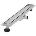 LuxeBath Duschrinne Edelstahl Doppelseitige Bodenablauf 2in1, Komplettset Bodenbefestigung, Duschablauf, Siphon mit Geruchsstop, Haarsieb, Ablaufrinne Dusche silberfarben 60 cm