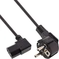 InLine 16752F Netzkabel, Schutzkontakt gewinkelt auf Kaltgerätestecker C13 rechts abgewinkelt, 5m, schwarz