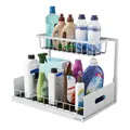 Spülschrank Organizer schmal Küche Metall unter Waschbecken Gewürz Regal weiß