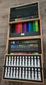 Malkoffer 127er Set, Zeichenset Künstlerkoffer, Stiftekoffer aus Holz, Malkasten