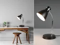 Reality Leuchten HARVEY Tischlampe 33cm Schwarz/Chrom Flexgelenk trichterförmig Schirm Ø11cm