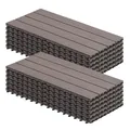WOLTU WPC Terrassenfliesen Terrassendielen Holz-Optik 30x60cm, Fliese Bodenfliese Klickfliese mit klicksystem Bodenbelag Braun (12 Stück / 2 m²)