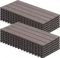 Woltu WPC-Fliesen, 12 St., Terrassendielen Holz-Optik 30x60cm mit klicksystem, braun