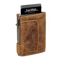 SecWal Kartenetui mit Münzfach Druckknopf inkl. Geschenkbox - Made in Germany - Echtleder Mini Geldbörse inkl. E-Book für Damen und Herren - RFID Schutz Geldbeutel klein (Hunter Braun)