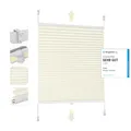 Sekey Plissee Klemmfix ohne Bohren 50x130cm Faltrollo Plisseerollo Jalousie für Tür & Fenster Blickdicht Sichtschutz Sonnenschutz Fertifplissee Rollo 50 cm breit Beige