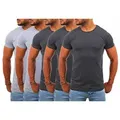 Young & Rich T-Shirt Herren Uni Basic rundhals Ausschnitt Unterziehshirt 1701 Rundhalsauschnitt unifarben kurzarm regular fit grau XXL